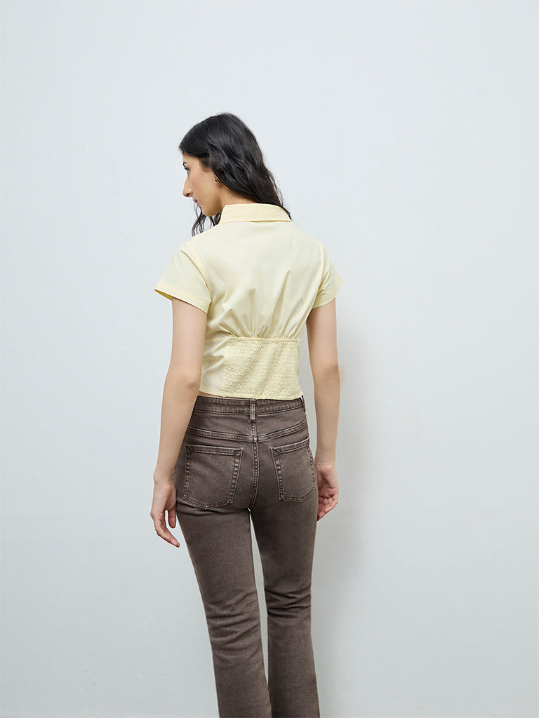 Nuon Light Yellow Cotton-Blend Shirt