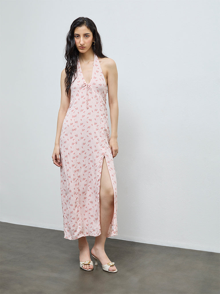 westside pink dress LOV by Westside Pink Ruffled Maxi A-Line Dress