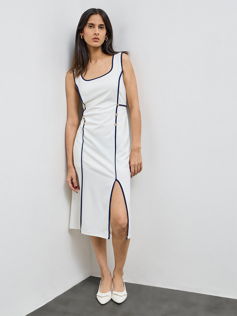 burgundy midi party dress Buy Wardrobe White Bodycon Dress from Westside