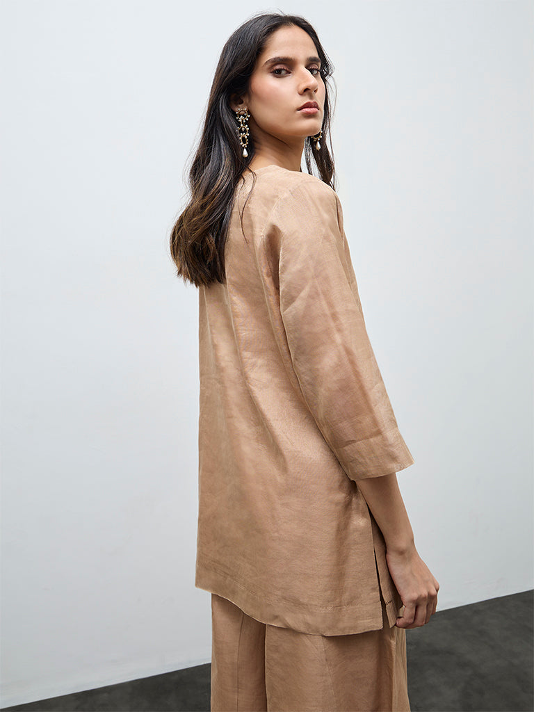 Zuba Dusty Pink Embellished A-Line Kurta