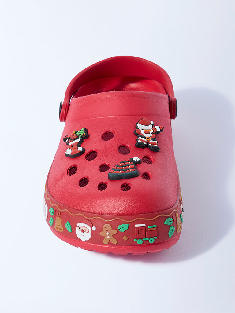 Yellow Red Christmas-Themed Clogs