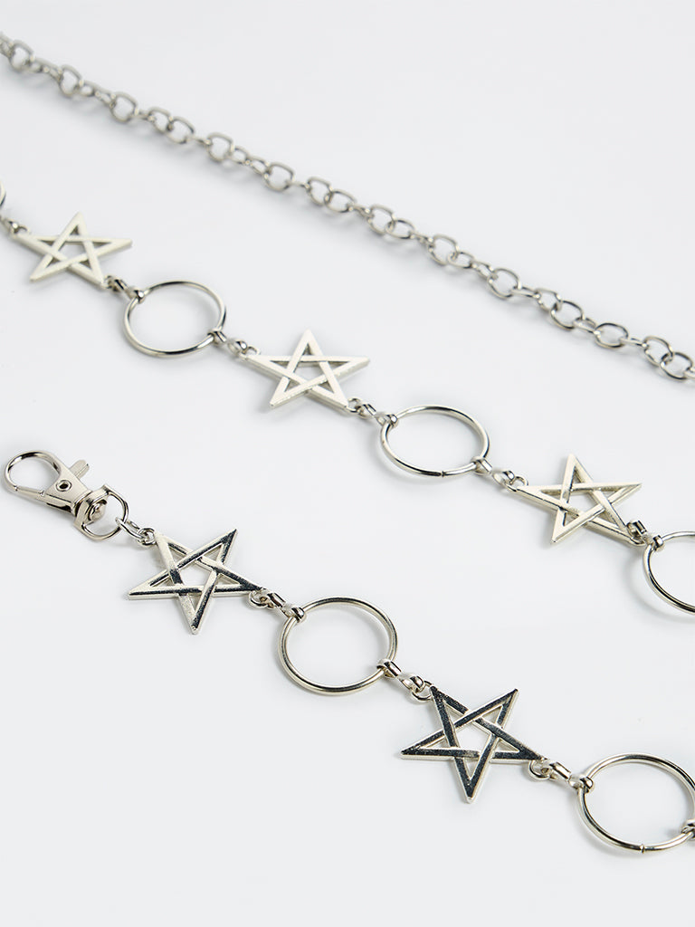 Westside Accessories Silver Star-Ring Metal Belt