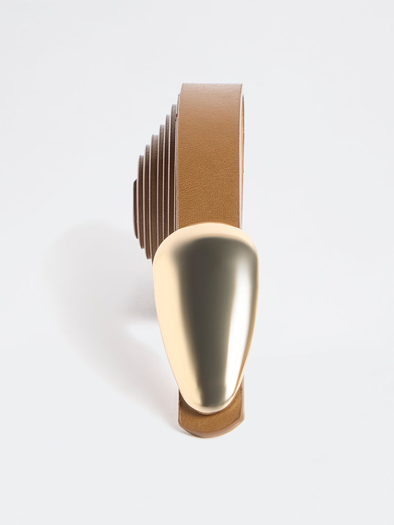 Westside Accessories Tan Droplet Buckle Belt