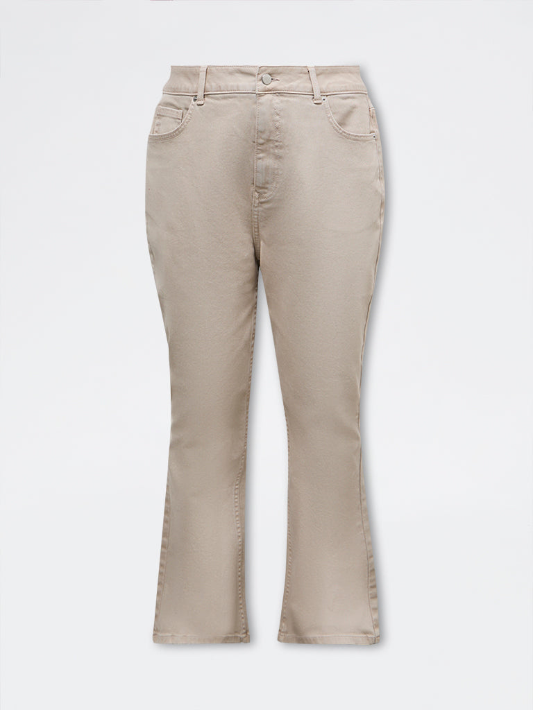 Gia Beige Bootcut High-Rise Jeans