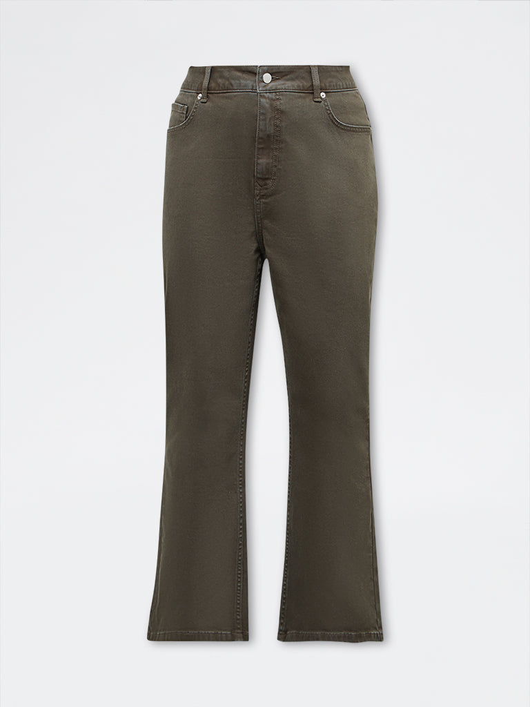 Gia Olive Bootcut High-Rise Jeans