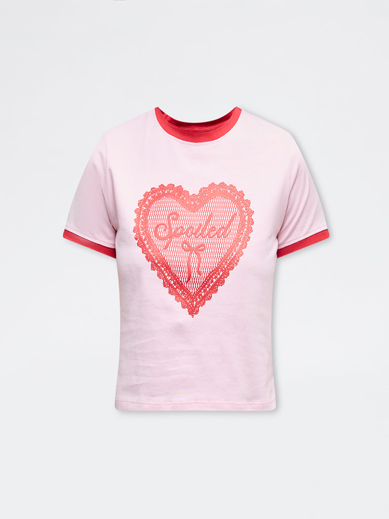 Nuon Pink Printed Cotton-Blend T-Shirt