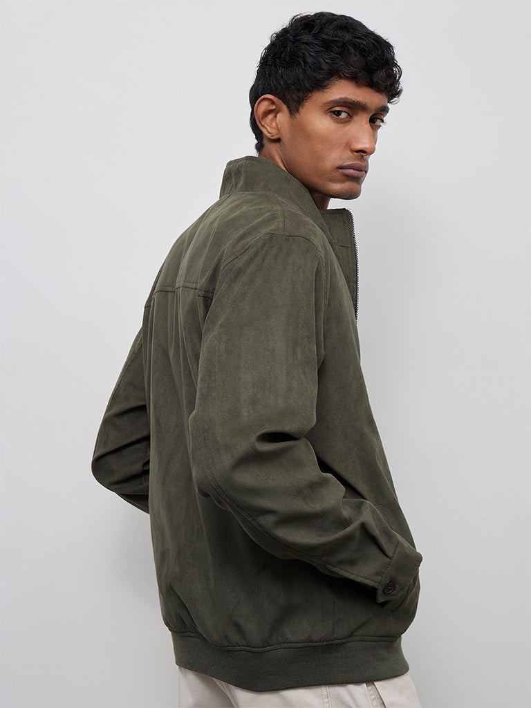 Ascot Olive Relaxed-Fit Suede Jacket