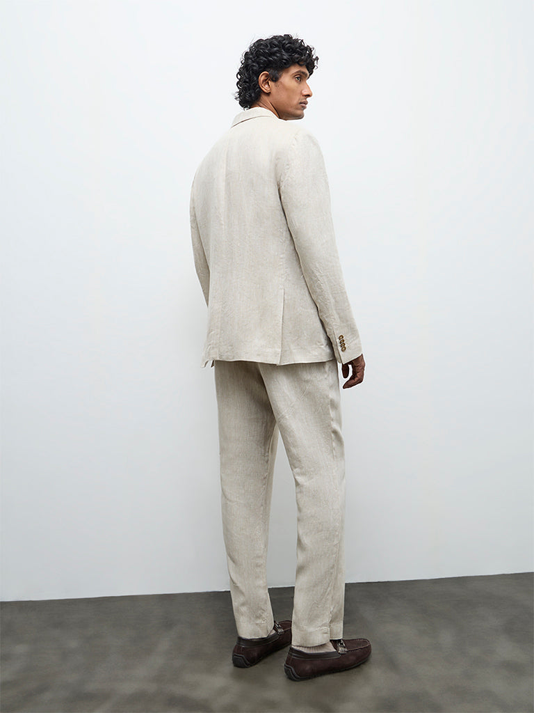 Ascot Light Beige Relaxed-Fit Mid-Rise Trousers