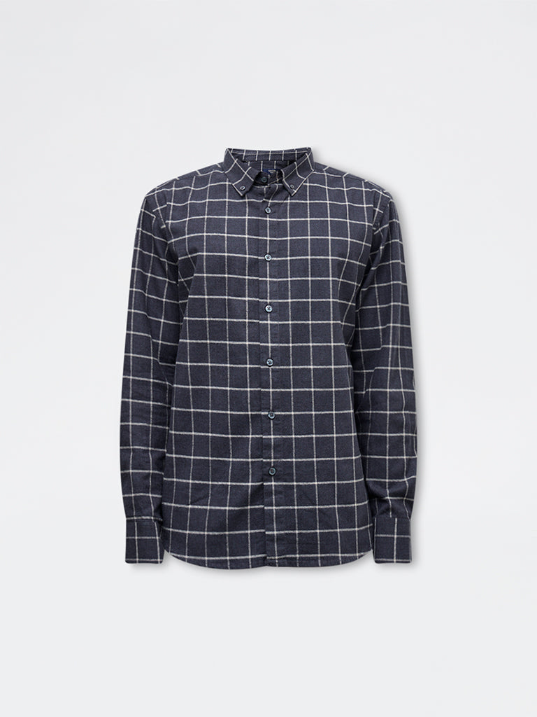 Ascot Black Checkered Relaxed-Fit Cotton Shirt