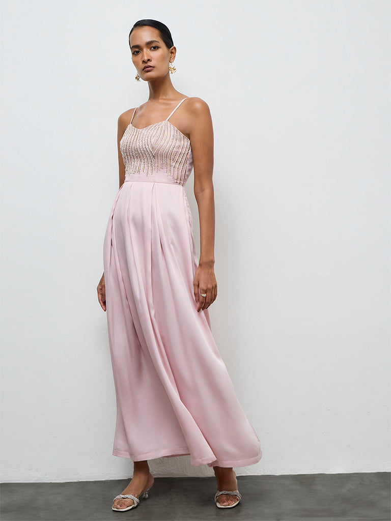 Buy Vark Light Pink Embellished Empire A-Line Dress from Westside Buy Vark Light Pink Embellished Empire A-Line Dress from Westside