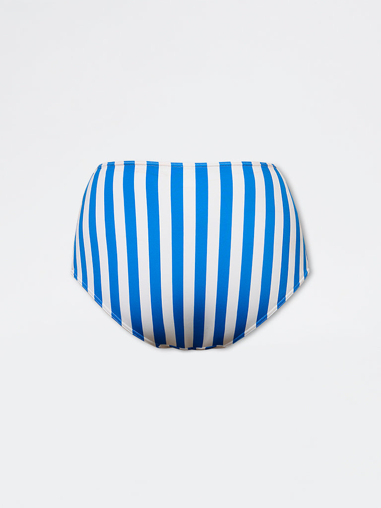 Wunderlove Swimwear Blue Striped High-Waist Briefs