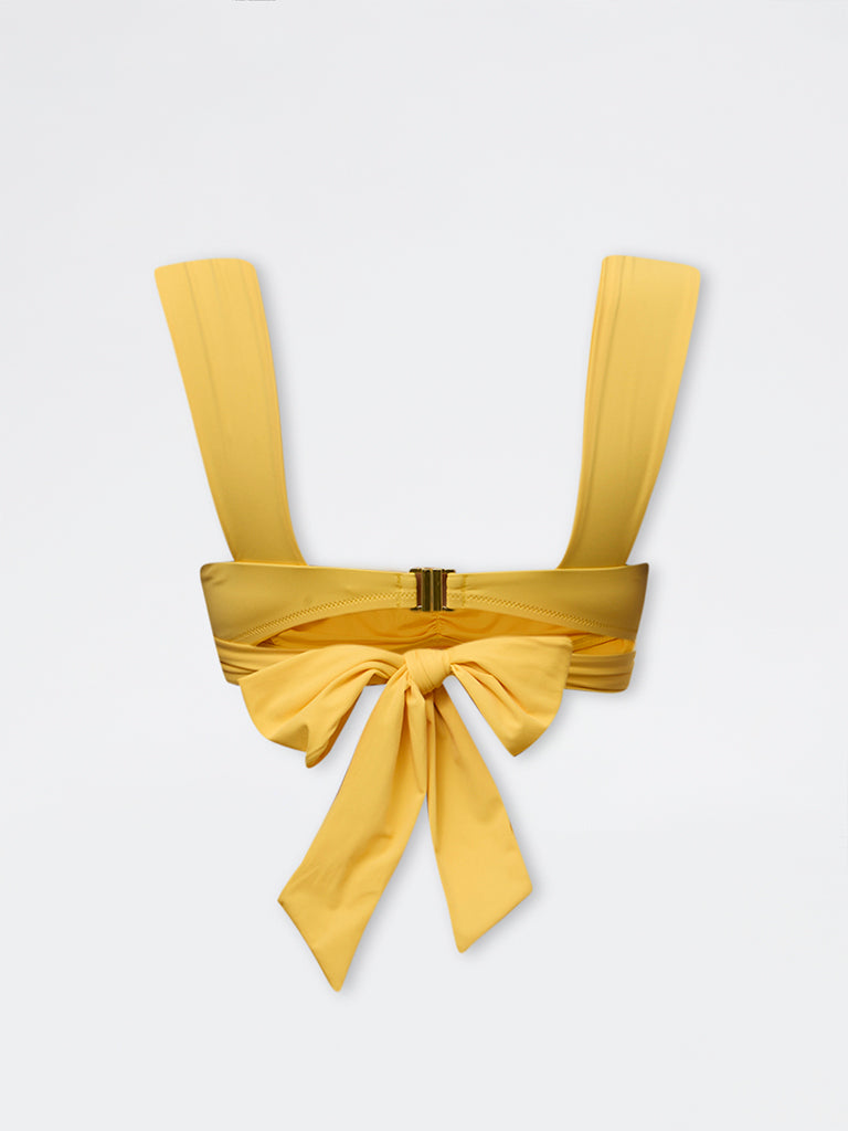 Wunderlove Swimwear Yellow Tie-Up Detail Bikini Bra