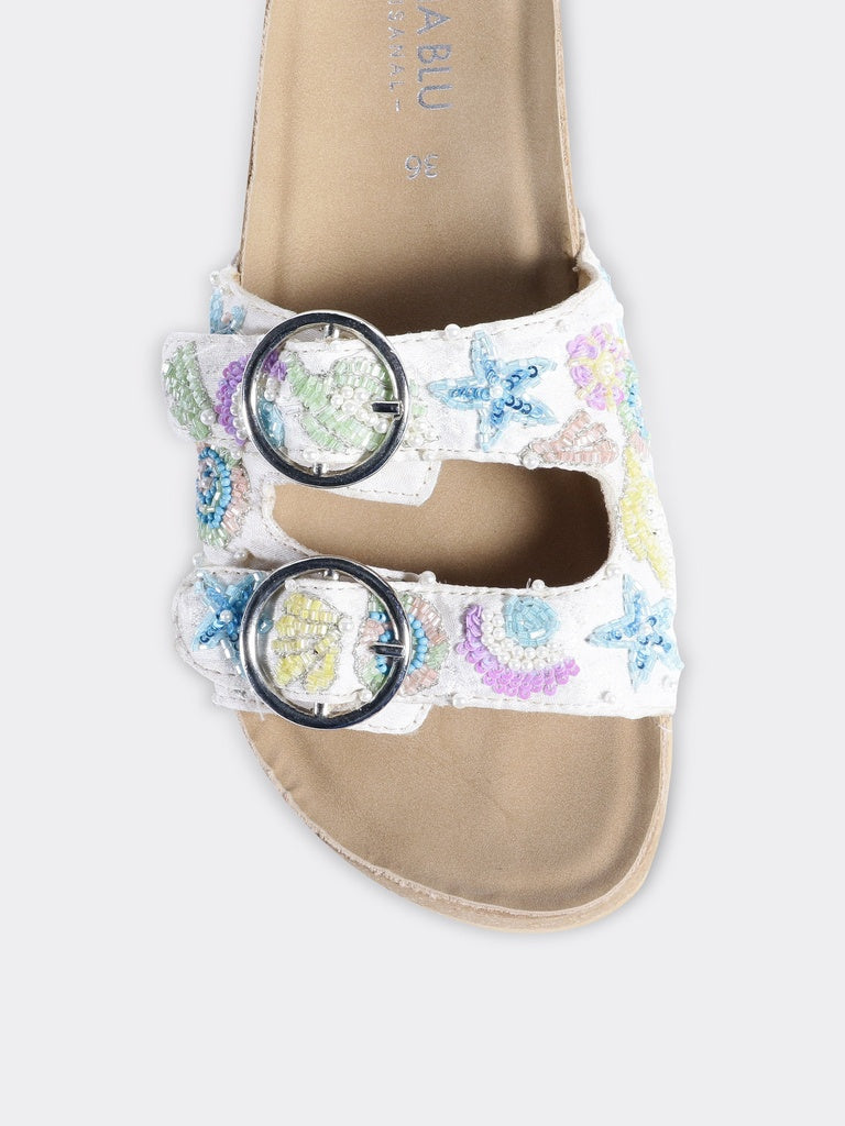 LUNA BLU Blue Embroidered Sandals