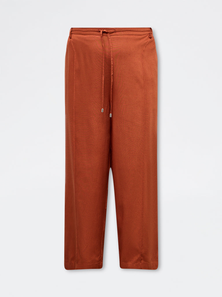 Gia Rust Solid High-Rise Pants