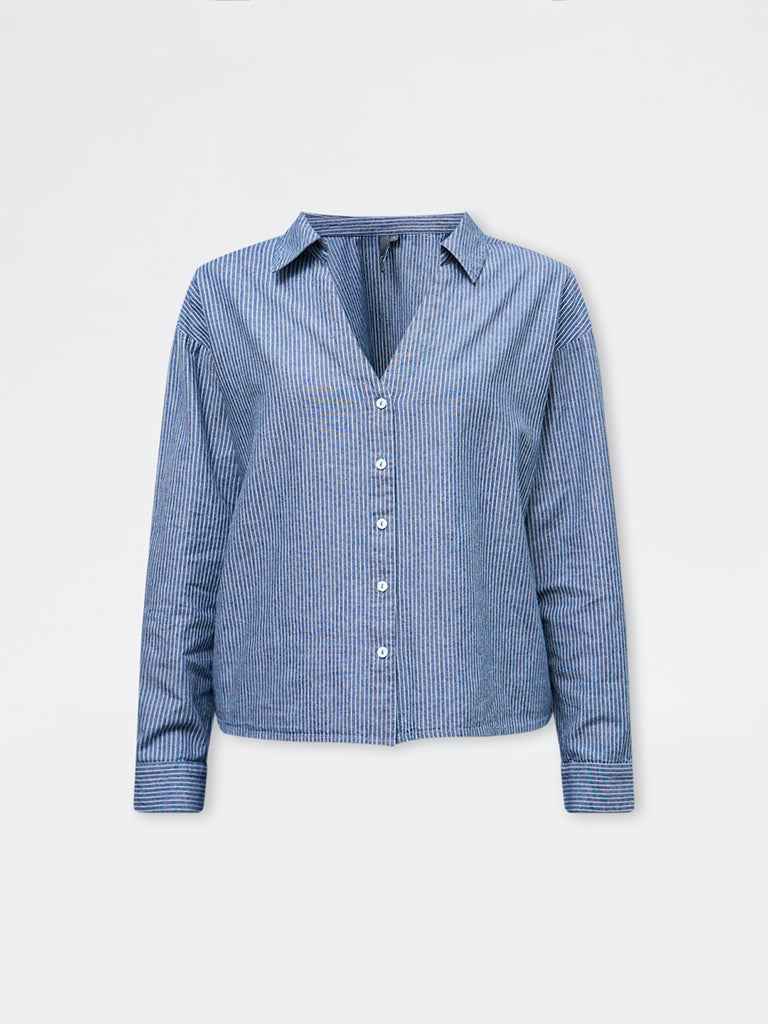 LOV Blue Striped Cotton Shirt