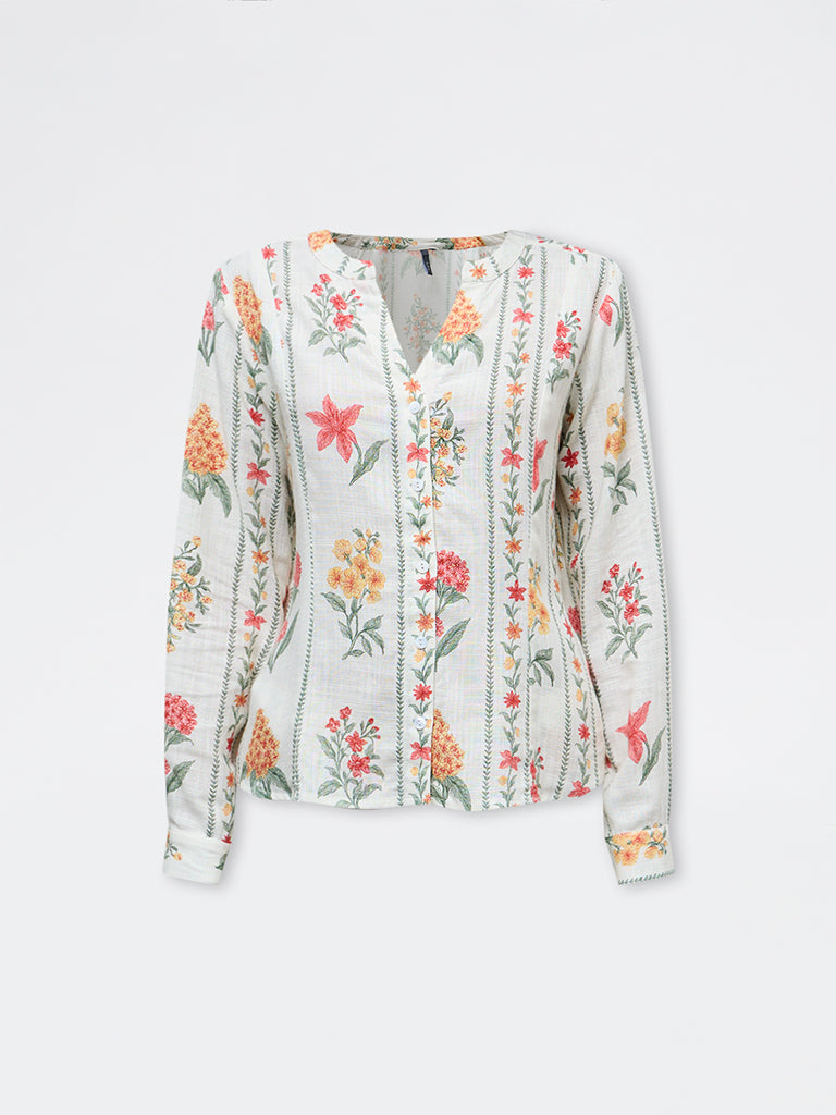 LOV Off-White Floral Pattern Blouse