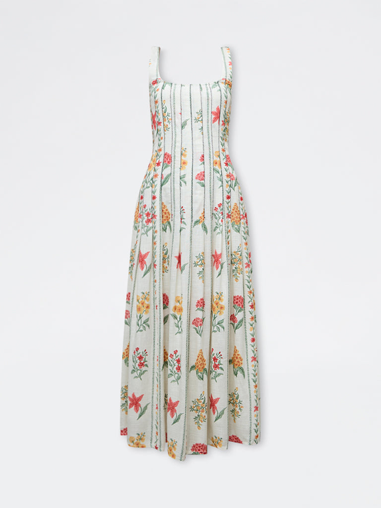 LOV Off-White Floral Pattern A-Line Dress