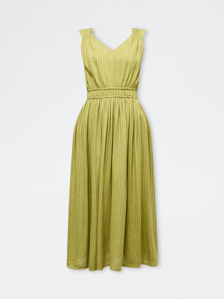 LOV Lime Striped A-Line Dress