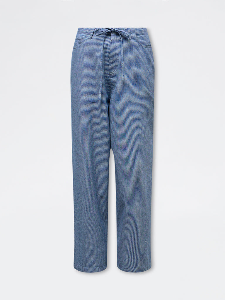 LOV Blue Striped High-Rise Cotton Trousers