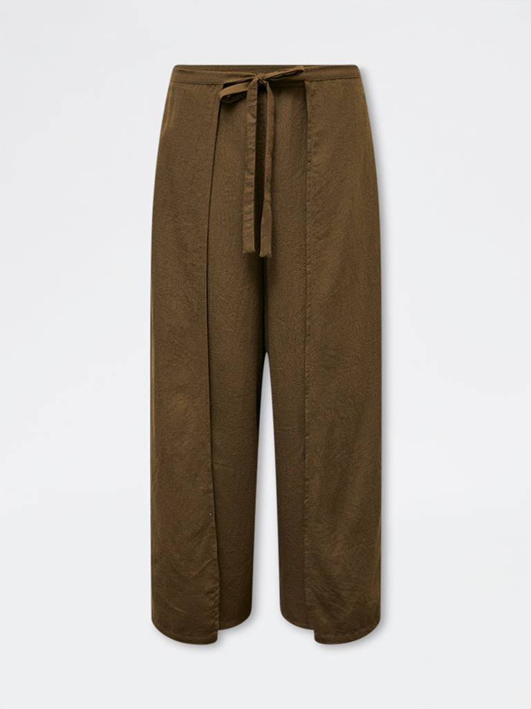 LOV Olive High-Rise Wide-Leg Trousers