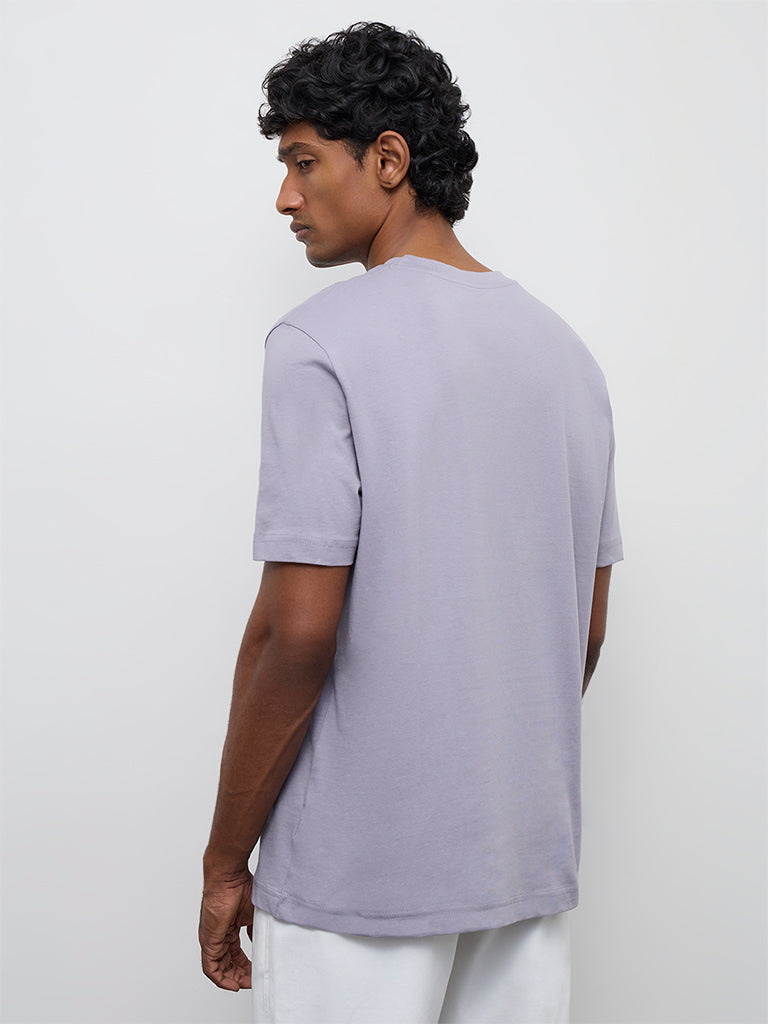 WES Casuals Lilac Slim-Fit Cotton T-Shirt