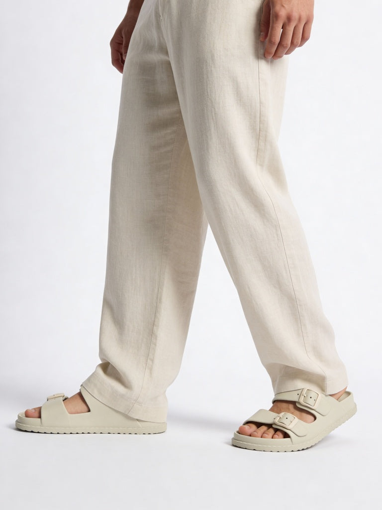 SOLEPLAY Ivory Buckle-Detailed Slides