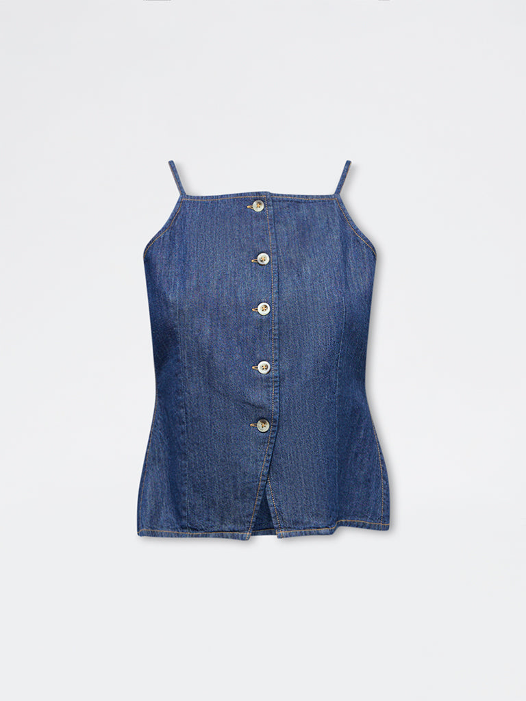 LOV Dark Blue Denim Top