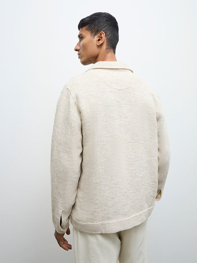 ETA Taupe Textured Relaxed-Fit Cotton-Blend Jacket