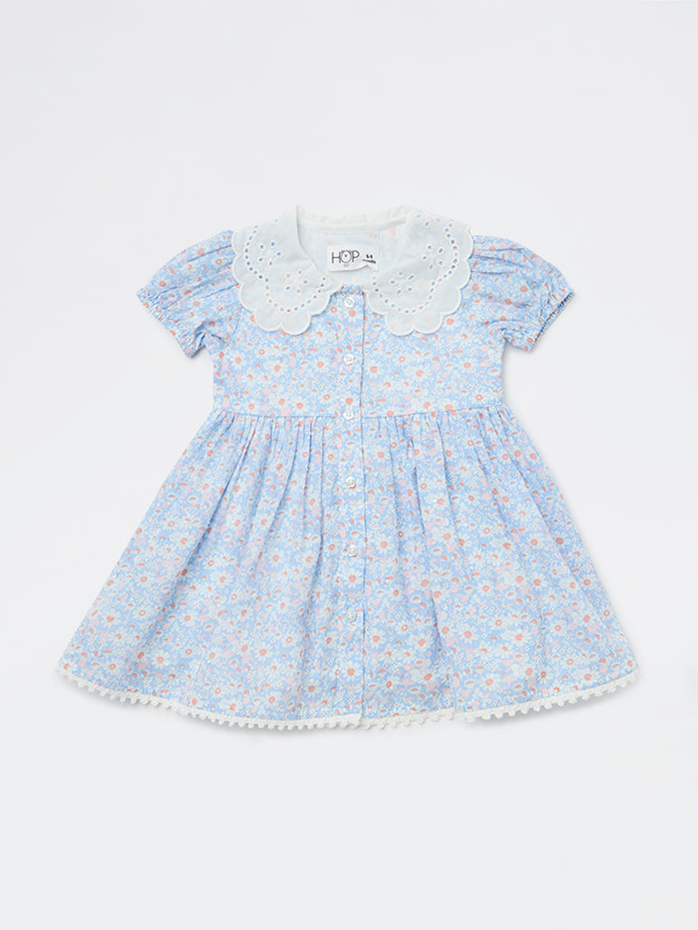 Buy HOP Baby Girls Blue Floral Pattern A-Line Dress from Westside
