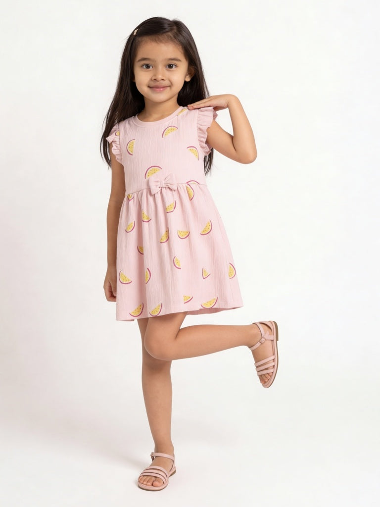 Buy HOP Kids Girls Light Pink Printed A-Line Cotton-Blend Dress from  Westside