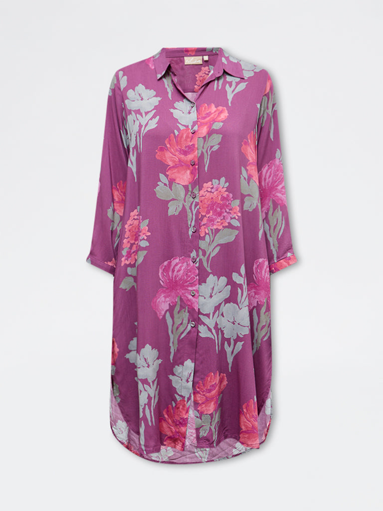 Utsa Purple Floral Straight Kurta