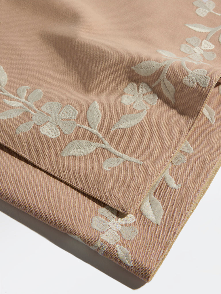Westside Home Dusty Pink Floral Embroidered Table Runner