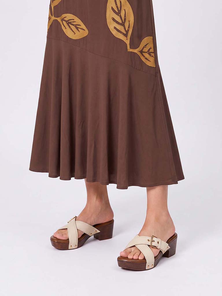 LUNA BLU Ivory Block Heel Sandals