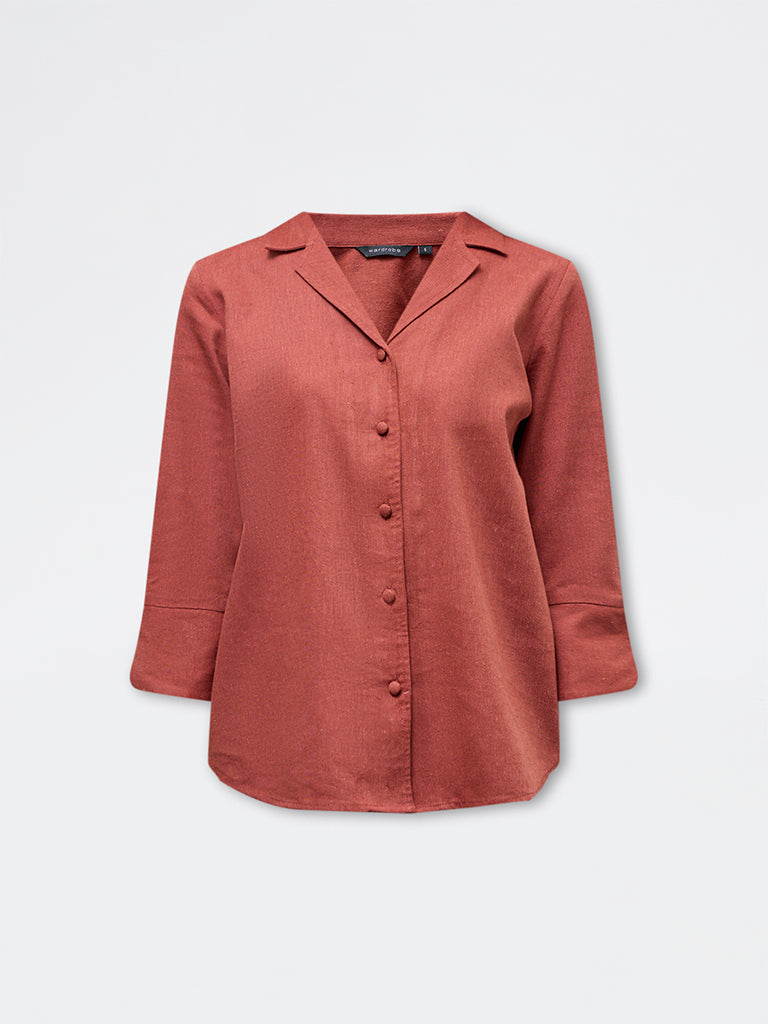 Wardrobe Rust Solid Shirt