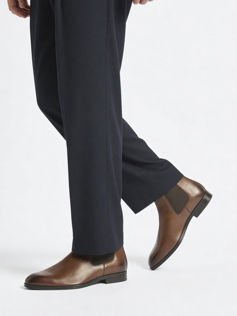 SOLEPLAY Brown Faux Leather Chelsea Boots