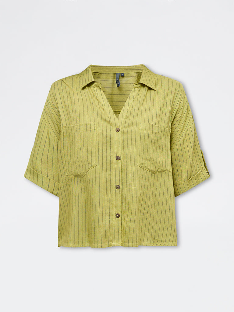LOV Lime Striped Shirt