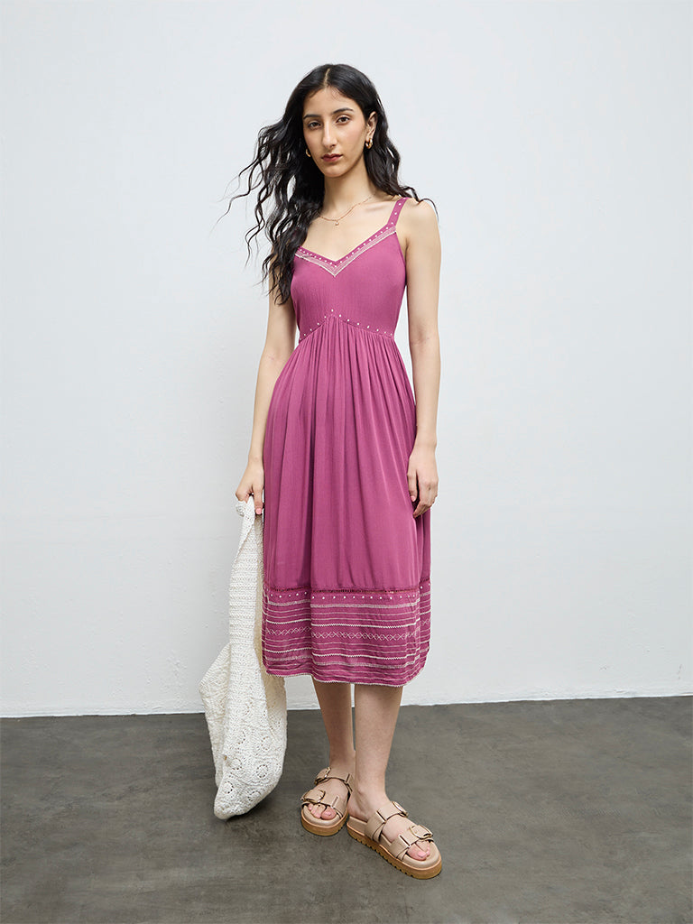 strapless open back dress Buy Bombay Paisley Dusty Rose Embroidered Empire-Line Dress from Westside