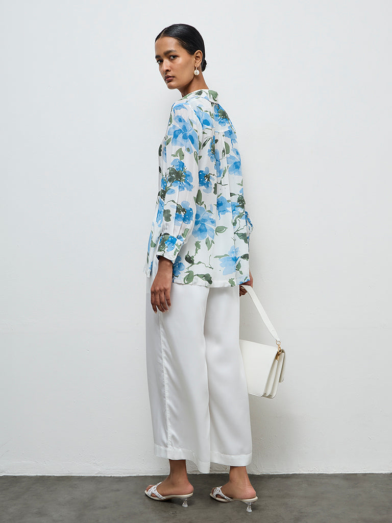 Zuba Blue Floral Printed Tunic