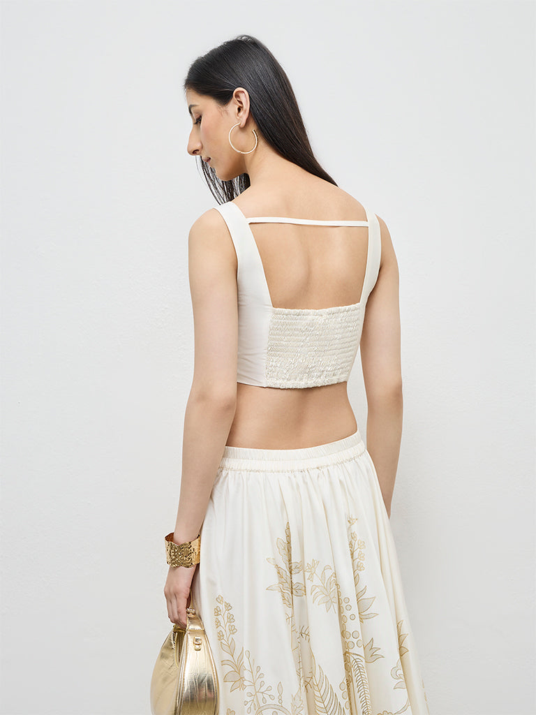 Vark Off-White Embroidered Top
