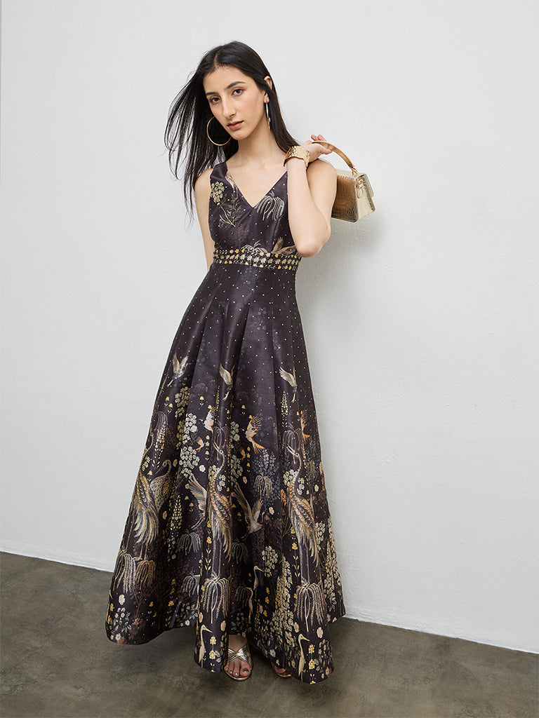 Buy Vark Black Printed A-Line Dress from Westside Buy Vark Black Printed A-Line Dress from Westside
