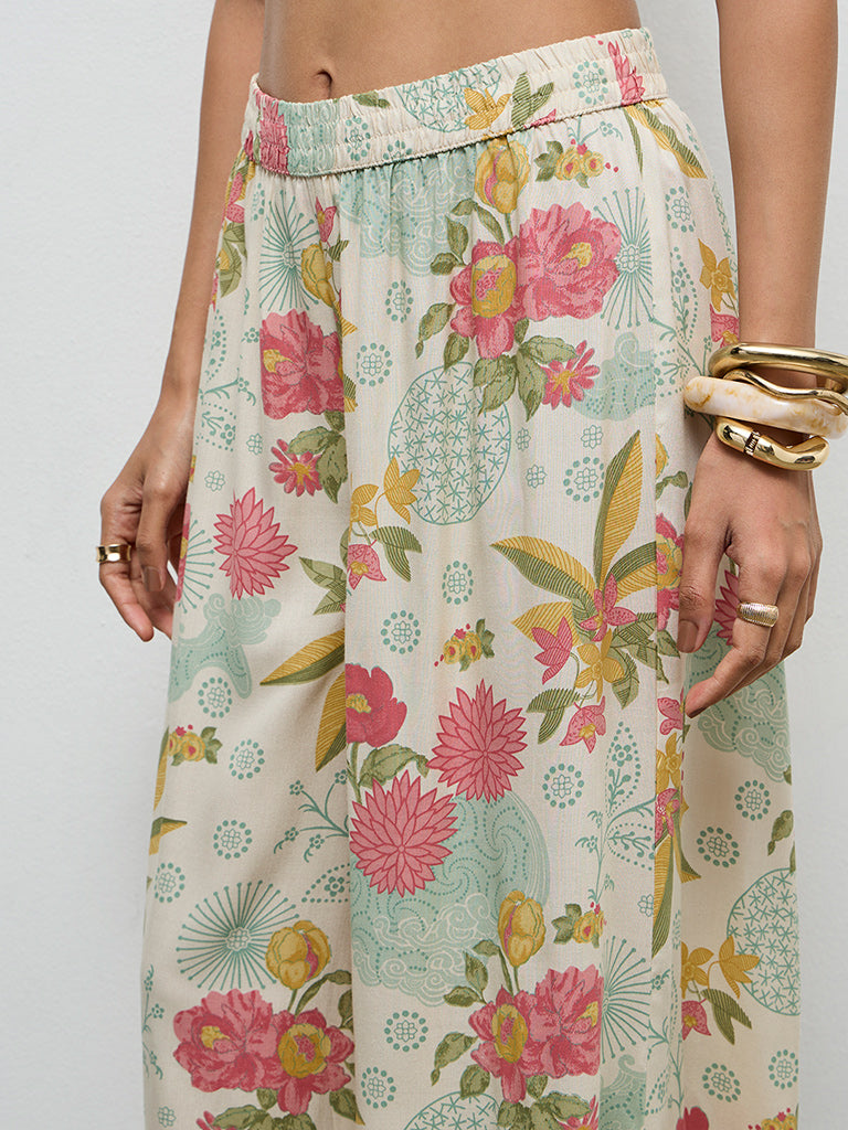 Utsa Cream Botanical Design Palazzos