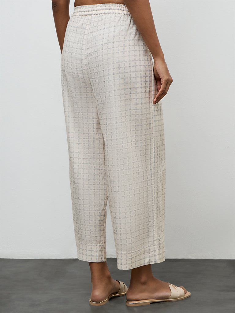 Utsa Off-White Geometrical Printed Ethnic Pants