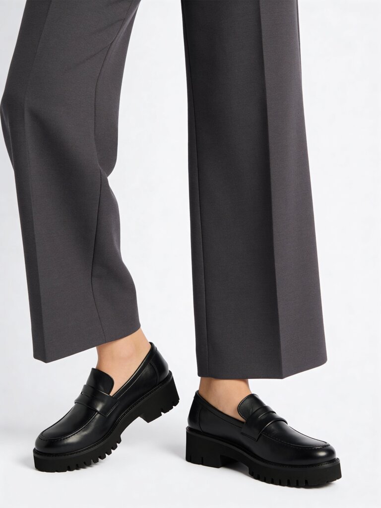 LUNA BLU Black Faux Leather Penny Loafers