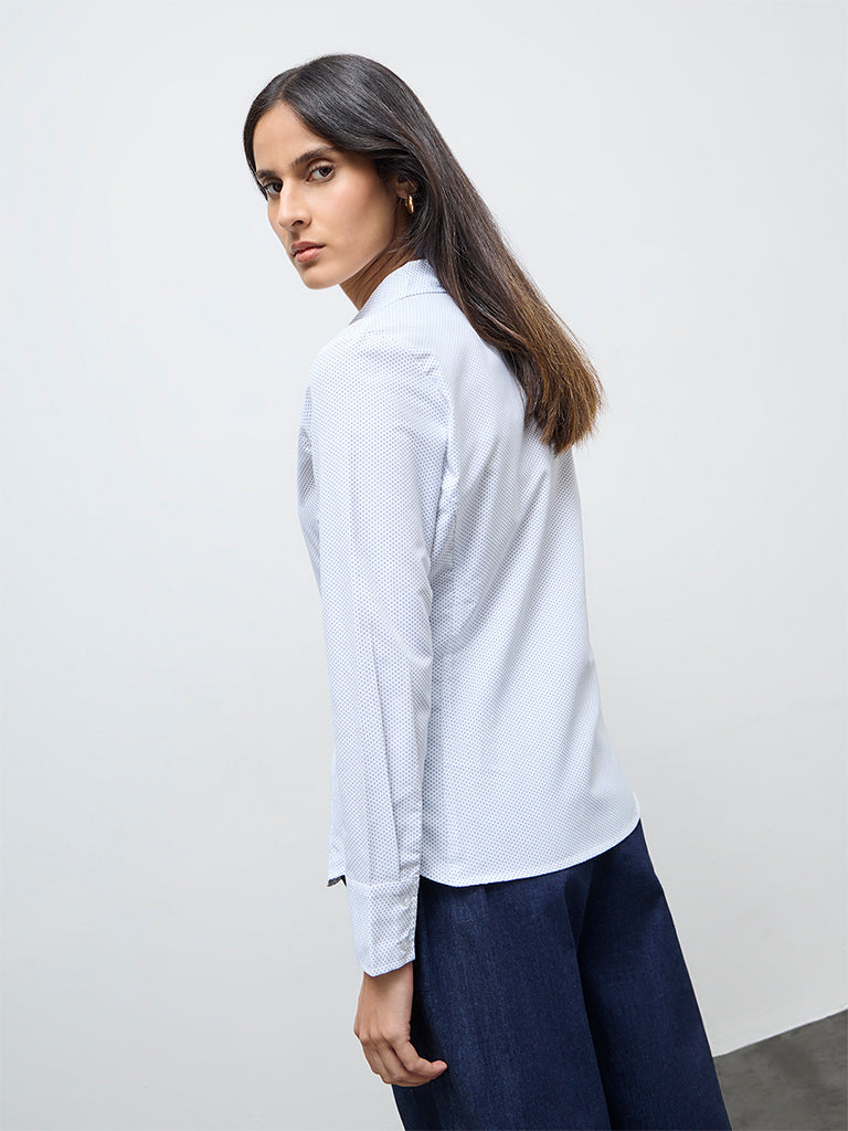 Wardrobe White Dot Printed Shirt