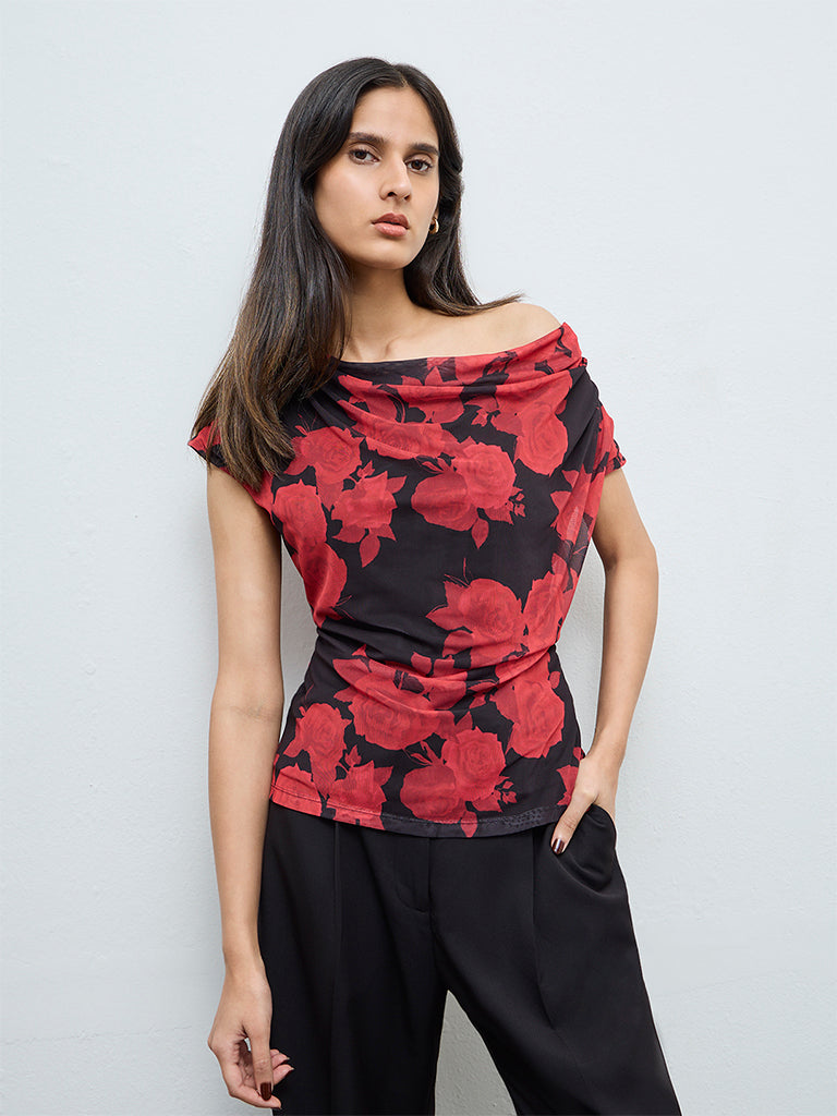 Buy Wardrobe Red Floral Top from Westside