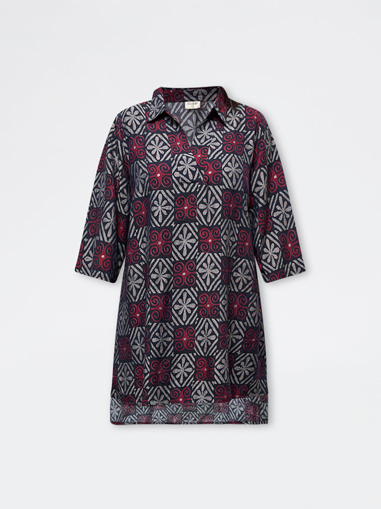 Diza Black Printed High-Low Tunic