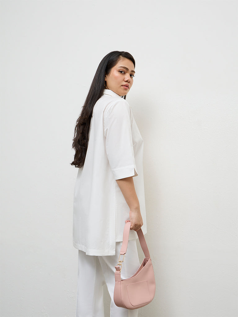 Diza White Floral Embroidered Cotton Tunic