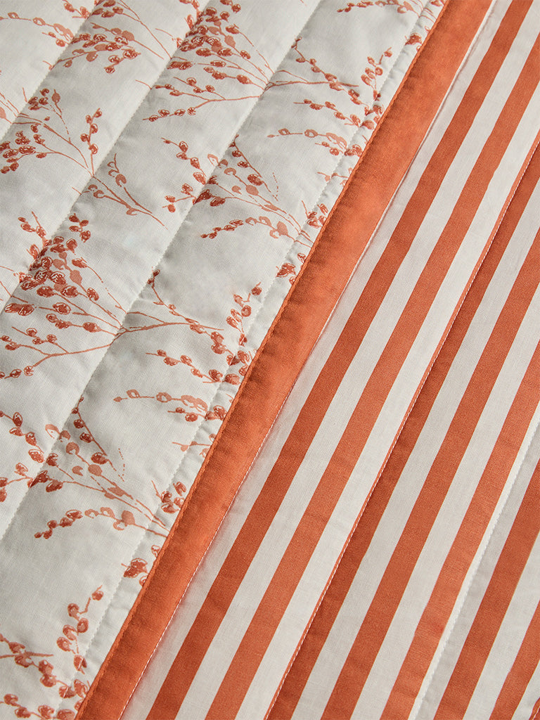 Westside Home Orange Botanical Design Reversible Single Bed Comforter
