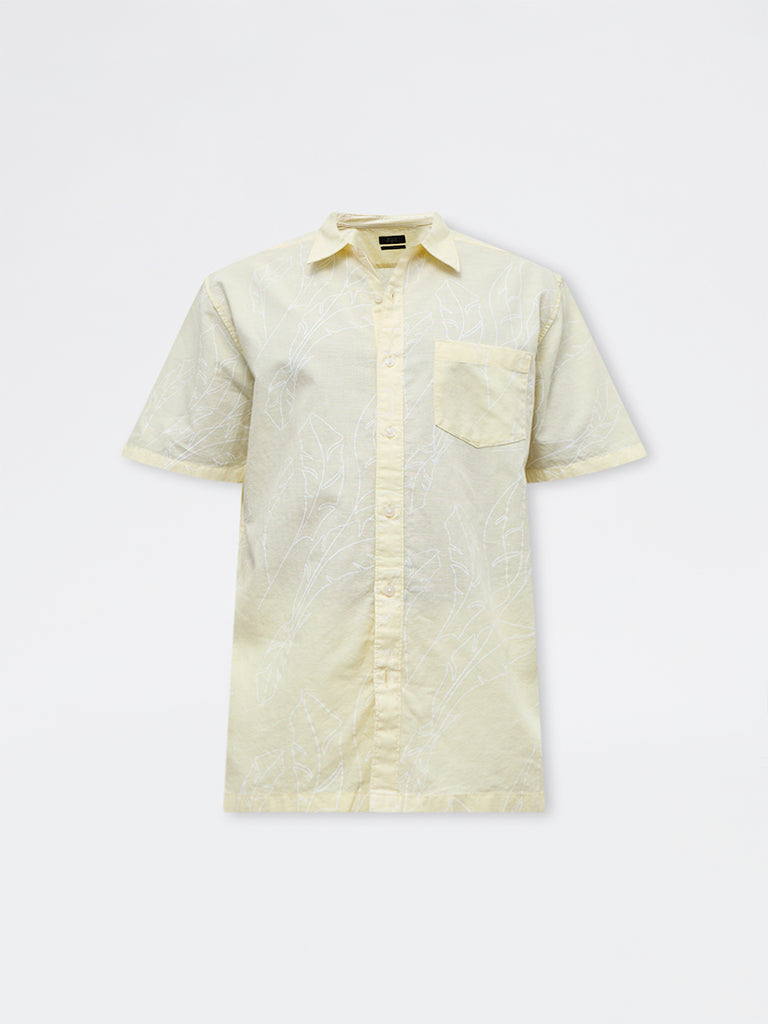WES Casuals Yellow Relaxed-Fit Cotton-Blend Shirt