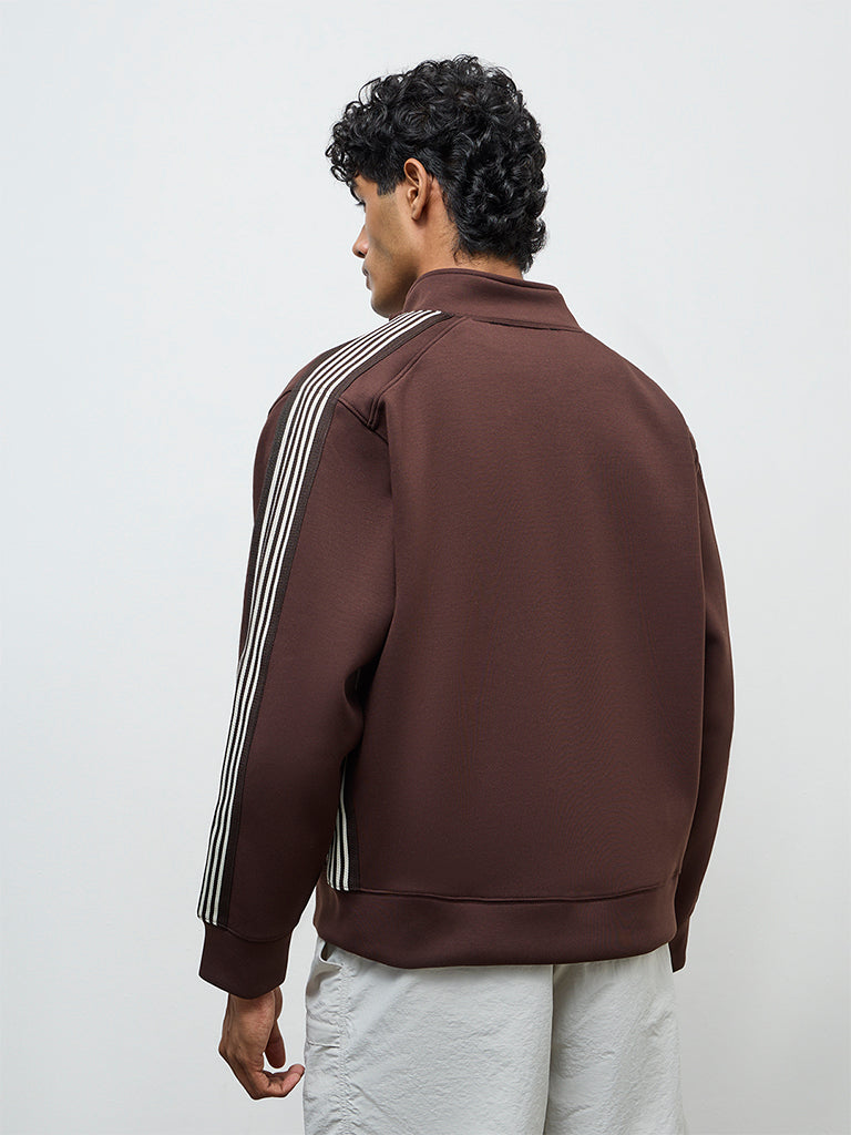 Nuoflexx Brown Striped Relaxed-Fit Jacket